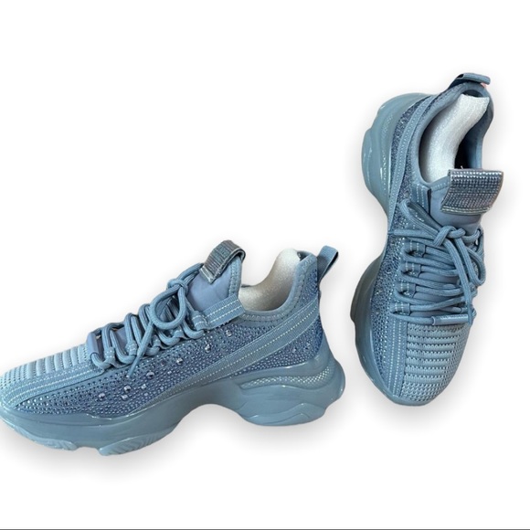 Steve Madden Blue Athletic Shoes Maxima Glam Boyfriend Sneakers Rhinestones 7.5 - Picture 5 of 13